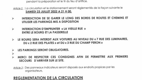 ARRETE PORTANT REGLEMENTATION FEU ARTIFICE